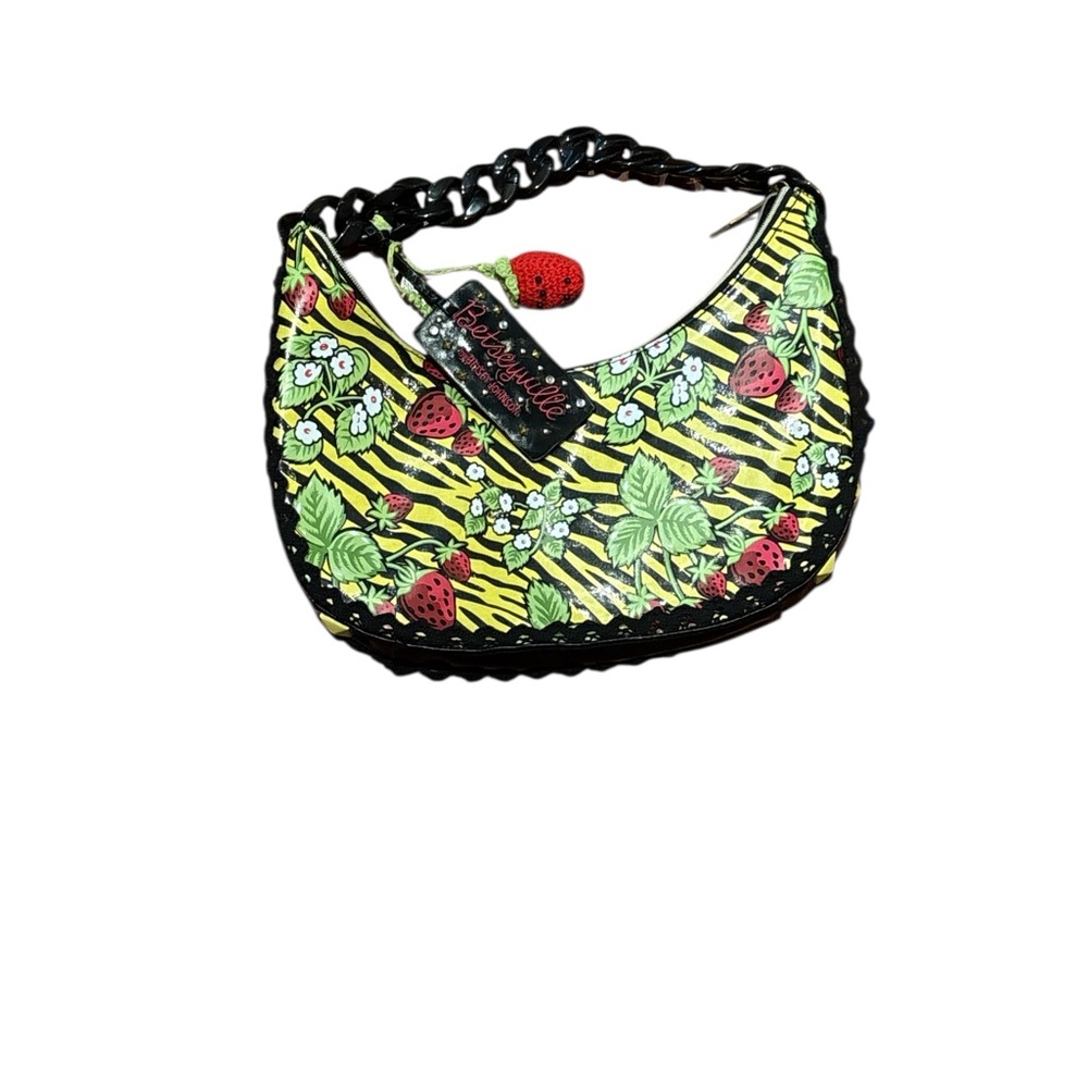 Betsey Johnson Yellow and Black Floral Shoulder Bag